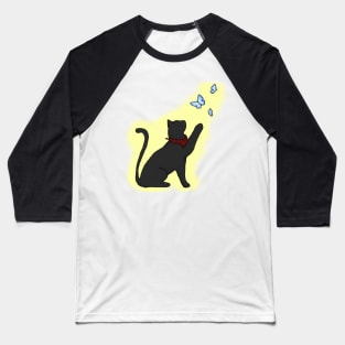 Merlin Cat and Butterflies -light ver.- Baseball T-Shirt